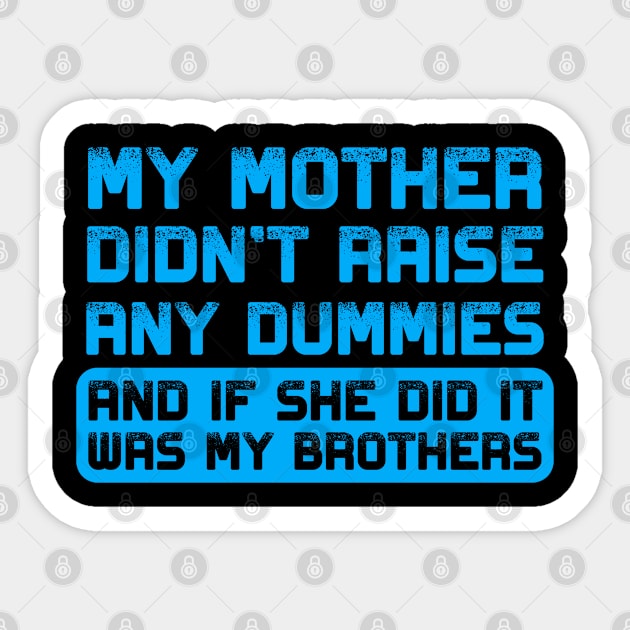 My mother didn't raise any dummies Sticker by Shit Post Hero